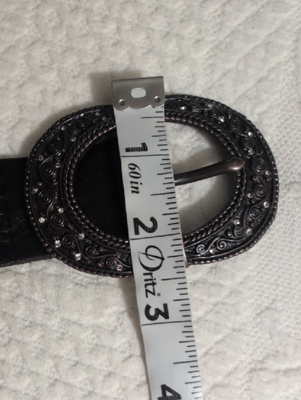Fossil Black Leather Belt with Decorative Antique Silver Buckle - Picture 8 of 9
